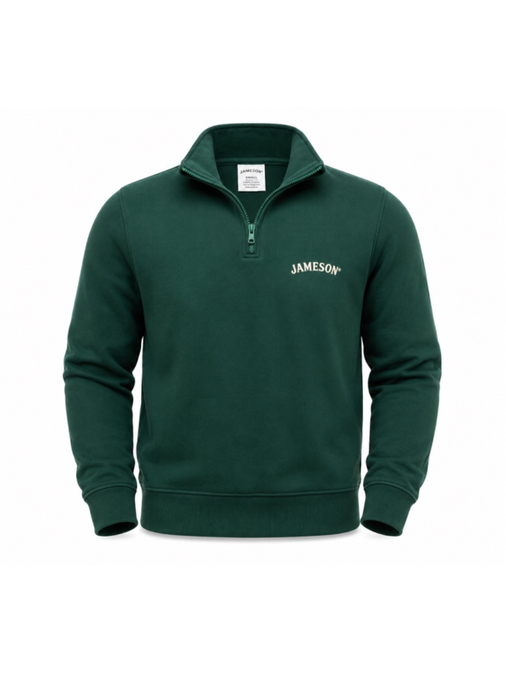 Jameson Irish Whiskey Men’s Green Quarter Zip Pullover Sweatshirt Sz S Logo